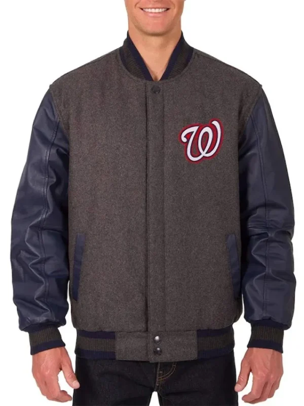 Charcoal/Navy Washington Nationals Varsity Jacket