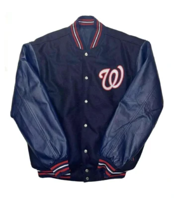 Washington Nationals Wool/Leather Navy Letterman Jacket