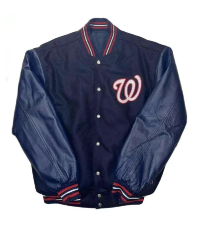 Washington Nationals Wool/Leather Navy Letterman Jacket