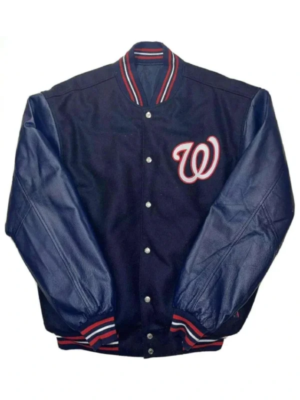 Washington Nationals Wool/Leather Navy Letterman Jacket