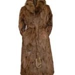 Women Brown Karakul Fur Long Winter Trench Coat
