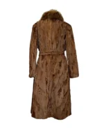 Women Brown Karakul Fur Long Winter Trench Coat