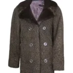 Women Mink Collar Fur Persian Astrakhan Lamb Coat
