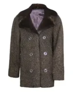 Women Mink Collar Fur Persian Astrakhan Lamb Coat