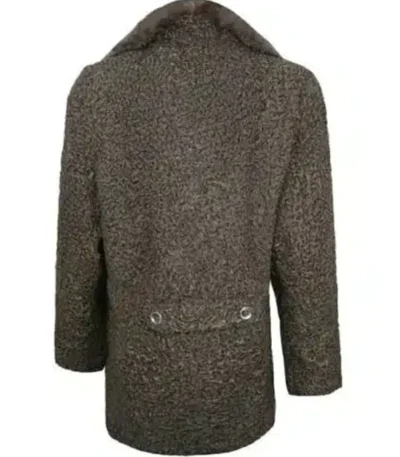 Women Mink Collar Fur Persian Astrakhan Lamb Coat