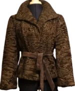 Women Persian Lamb Karakul Fur Brown Jacket