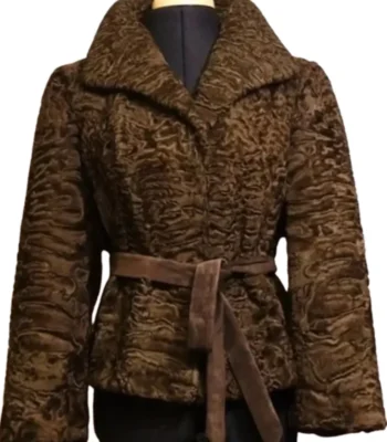 Women Persian Lamb Karakul Fur Brown Jacket