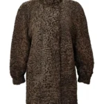 Women Persian Lamb Swakara Broadtail Brown Fur Long Coat
