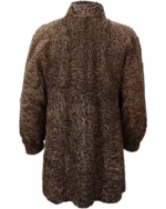 Women Persian Lamb Swakara Broadtail Brown Fur Long Coat