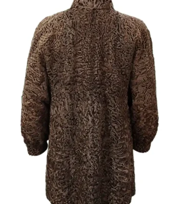 Women Persian Lamb Swakara Broadtail Brown Fur Long Coat