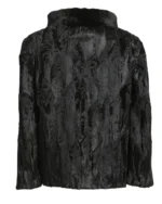Womens Black Swakara Lamb Fur Fluffy Jacket