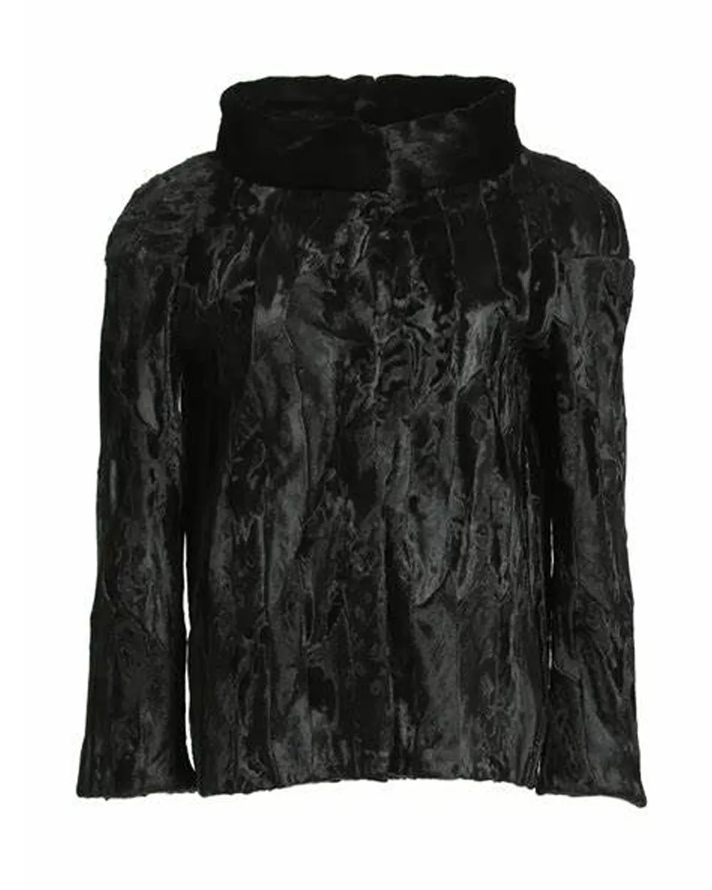 Womens Black Swakara Lamb Fur Fluffy Jacket Womens Black Swakara Lamb Fur Fluffy Jacket