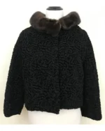 Women’s Bomber Persian Lamb Mink Fur Collar Jacket
