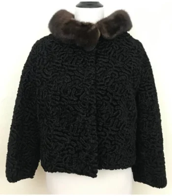 Women’s Bomber Persian Lamb Mink Fur Collar Jacket