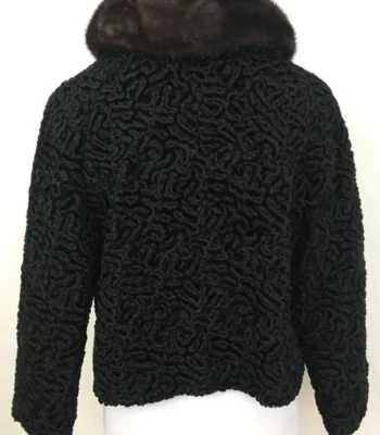 Women’s Bomber Persian Lamb Mink Fur Collar Jacket