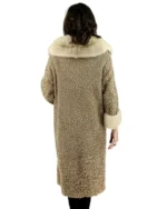 Women’s Real Astrakhan Curly Lamb Mink Fur Collar Coat