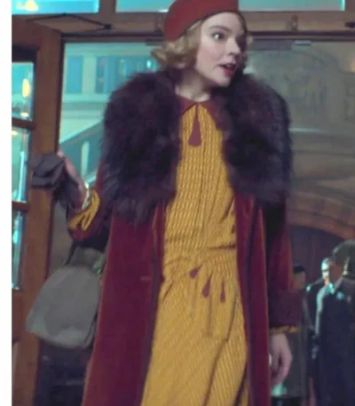 Anya Tay­lor-Joy Peaky Blind­ers S05 Fur Collar Red Coat