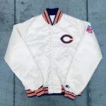 1980s Chicago Bears Cream Bomber Jacket
