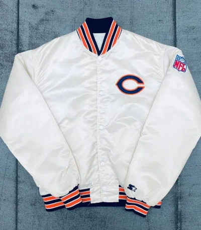 1980s Chicago Bears Cream Bomber Jacket