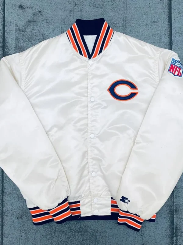 1980s Chicago Bears Cream Bomber Jacket