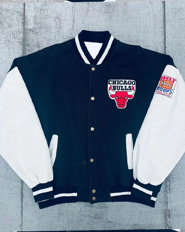 1990’s Chicago Bulls Black And White Varsity Jacket 1990’s Chicago Bulls Black And White Varsity Jacket