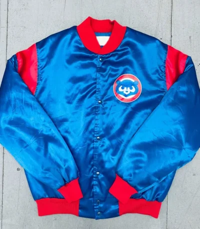 1992 Chicago Cubs Bomber Royal Satin Jacket