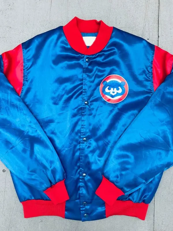 1992 Chicago Cubs Bomber Royal Satin Jacket
