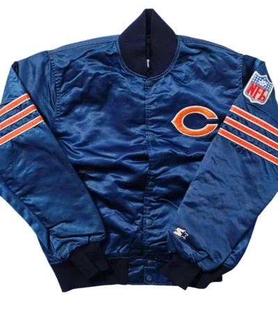 80s Chicago Bears Blue Satin Jacket
