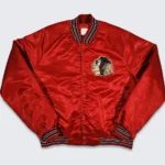 80?s Chicago Blackhawks Red Bomber Jacket