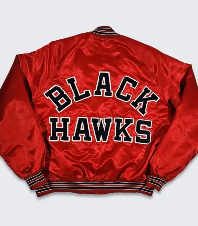 80?s Chicago Blackhawks Red Bomber Jacket