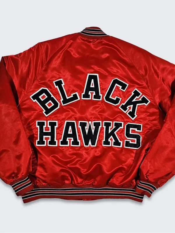80?s Chicago Blackhawks Red Bomber Jacket