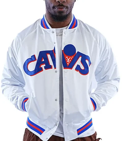 80s Light Weight White Satin Cavs Jacket