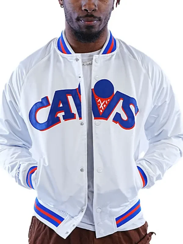 80s Light Weight White Satin Cavs Jacket