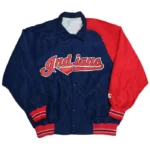 90’s Cleveland Indians Blue and Red Satin Jacket