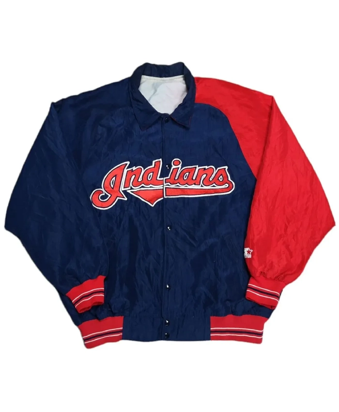 90’s Cleveland Indians Blue and Red Satin Jacket 90’s Cleveland Indians Blue and Red Satin Jacket