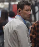 Aaron Eckhart The Bricklayer 2024 White Blazer