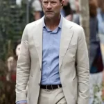 Aaron Eckhart The Bricklayer 2024 White Blazer