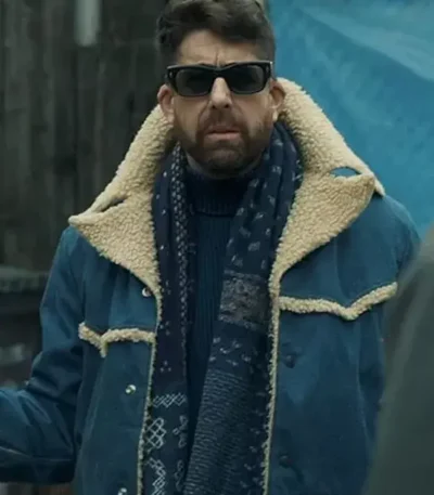 Adam Goldberg The Equalizer S02 Blue Fur Collar Coat
