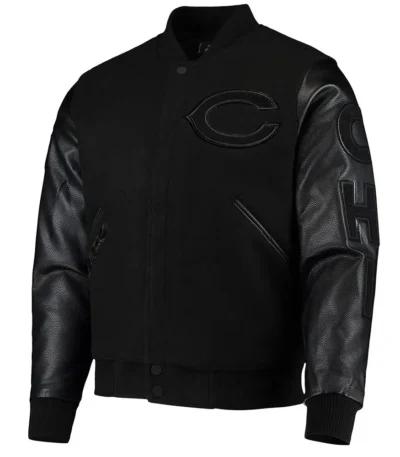 Black Chicago Bears Logo Varsity Jacket