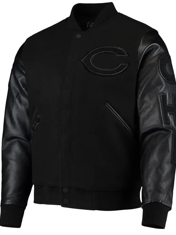 Black Chicago Bears Logo Varsity Jacket