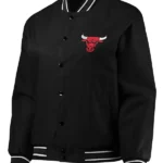 Black Chicago Bulls Poly Twill Full-snap Jacket