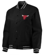 Black Chicago Bulls Poly Twill Full-snap Jacket