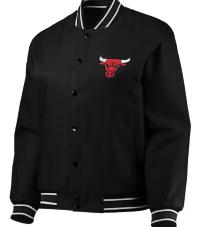 Black Chicago Bulls Poly Twill Full-snap Jacket