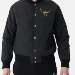 Black Chicago Bulls Team Script Bomber Jacket