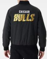 Black Chicago Bulls Team Script Bomber Jacket
