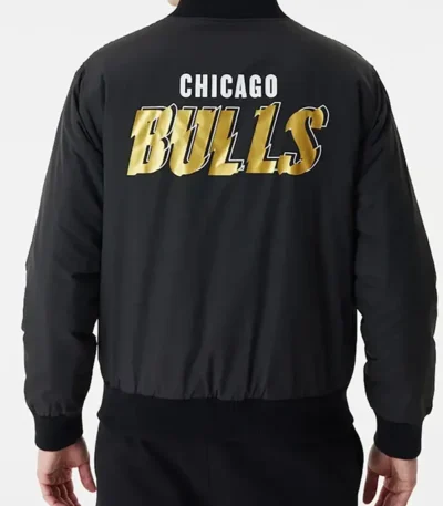 Black Chicago Bulls Team Script Bomber Jacket