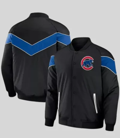 Black Chicago Cubs Baseball Raglan Jacket