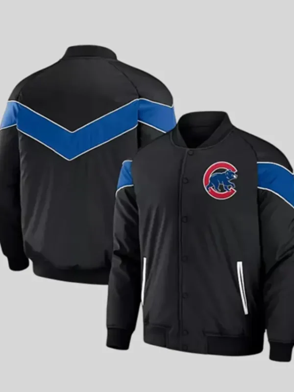 Black Chicago Cubs Baseball Raglan Jacket