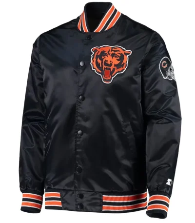 Black The Diamond Chicago Bears Retro Satin Jacket