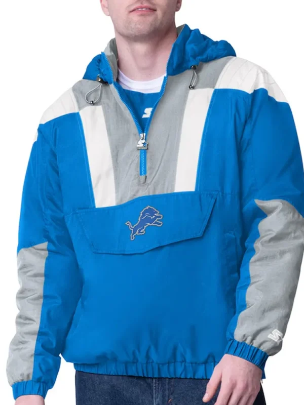 Blue Detroit Lions Charger Half-Zip Pullover Jacket